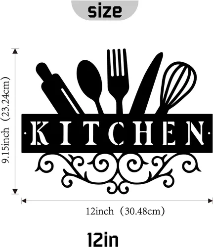 Miniatura 6 de Hppybiry Letreros metálicos de cocina de 12 x 9.15 pulgadas, decoración de pared, decoración de pared de cocina, decoración de pared rústica negra