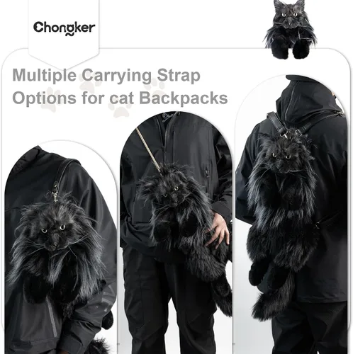 Miniatura 2 de Chongker Mochila con forma de gato Calico, Negro -, Grande, Gato Mainecoon
