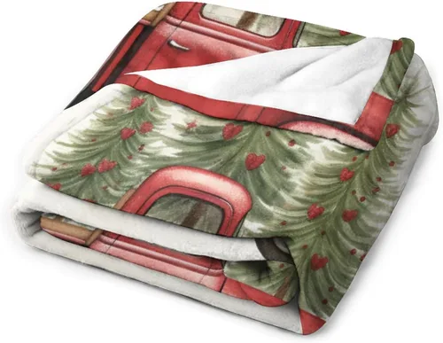 Miniatura 3 de Manta de camión rojo vintage con árbol de Navidad, árbol de Navidad, vacaciones de invierno, Navidad, manta suave de 30 x 40 pulgadas, manta