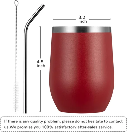 Miniatura 3 de MEWAY Vasos Tumbler de Vino de 12oz/Paquete de 12 con Tapa - Vaso Tumbler de Viaje de Acero Inoxidable al Vacío de Doble Pared, Copa de Vino Aislada