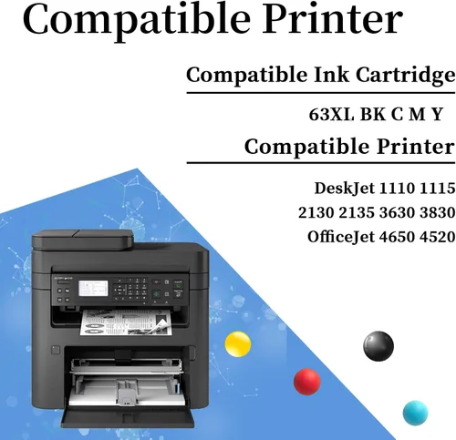 Miniatura 2 de 63XL 63 - Cartuchos de tinta compatibles con HP 63 63XL, cartuchos de tinta de alto rendimiento para impresoras HP DeskJet 1110, 1115, 2130, 2135