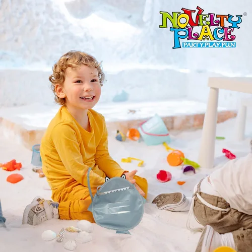 Miniatura 6 de Novelty Place Bolsa de concha marina para niños, bolsa de conchas de malla con correa para niños, bolsa de arena de playa, conchas de mar, verde