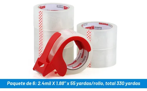 Miniatura 3 de JIALAI HOME Cinta de Embalaje Transparente de Servicio Pesado, 6 Rollos con Dispensador Rellenable, Cinta de Embalaje de Grado Industrial