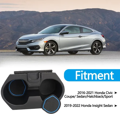 Miniatura 2 de Soporte para tazas con accesorios para Honda Civic 2016-2021 Lx Ex Si Sport Hatchback Coupe Sedan Insight consola central soporte para botella