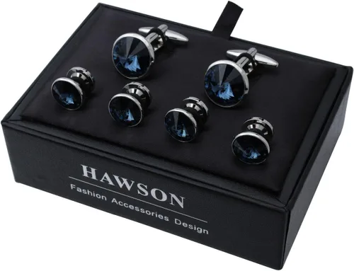 Miniatura 7 de HAWSON Gemelos para hombre con juego de tachuelas de camisa de 4/6 piezas, caja de regalo, joyería para hombre o accesorios para boda, fiesta