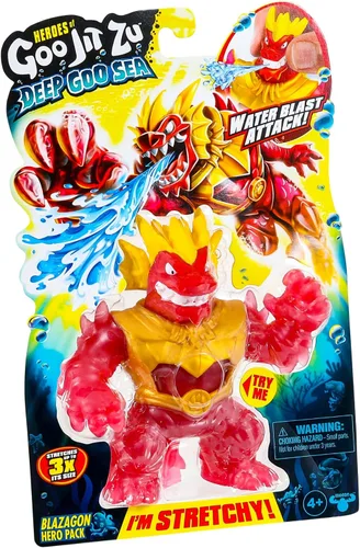 Miniatura 6 de Heroes of Goo Jit Zu Paquete de héroes de Deep Goo Sea Blazagon. Juguete súper elástico lleno de goo. con función de ataque de agua a chorro.
