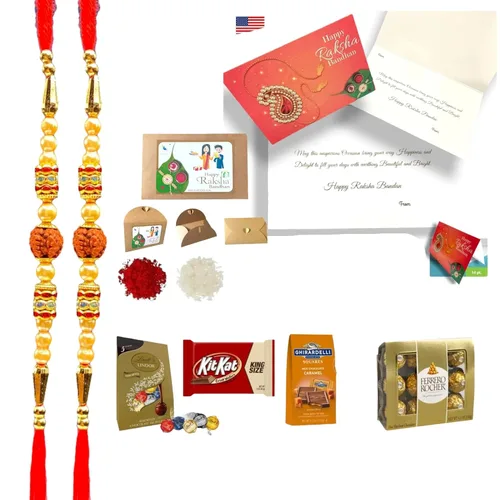 Miniatura 2 de LOVENSPIRE Rakhi para hermano Rudraksh Rakhi Raksha Bandhan Regalo para tu hermano tradicional Ferrero RocherGhirardelliKitkat Rakhi Rakhi Regalo