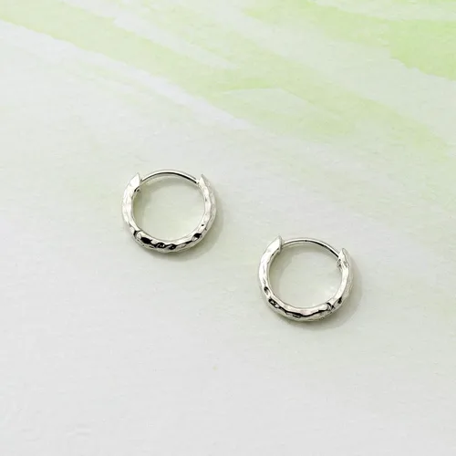 Miniatura 3 de Boma Pendientes de aro con textura de plata de ley, Plata de ley