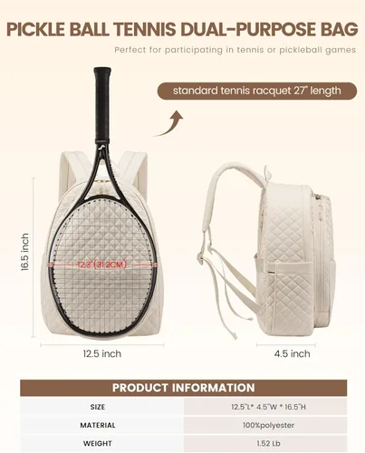 Miniatura 3 de Sucipi Bolsas de tenis para mujeres, Mochila bolsa acolchada para raqueta de tenis para raqueta de tenis, palas de pickleball, bádminton