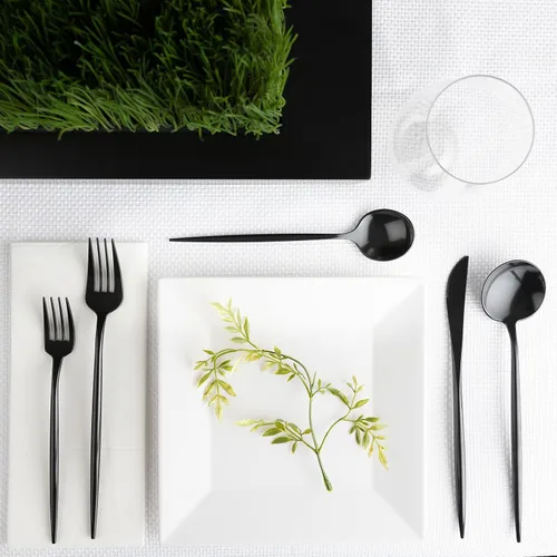 Miniatura 3 de Cubiertos, cubiertos, tenedores de cena de lujo, color negro, 32