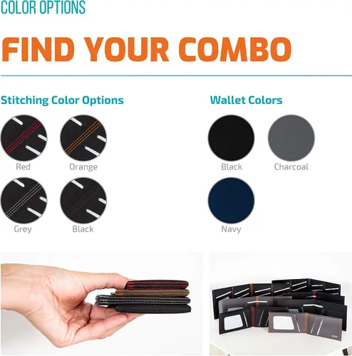 Miniatura 5 de SlimFold Cartera minimalista - Opción RFID - Delgada, duradera e impermeable garantizada - Fabricado en Estados Unidos - Tamaño NANO, Negro