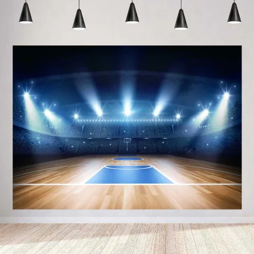 Fondo de cancha de baloncesto para interiores Baloncesto Deportes Club Campo Estadio Fotografía Fondo 9x6ft Decoración de Fiesta Banner Photo Booth
