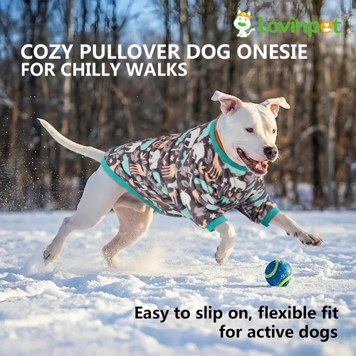 Miniatura 3 de LovinPet Suéter de bulldog francés para perros, ropa ligera de invierno de franela para perro, tela agradable a la piel, estampado de hipopótamos