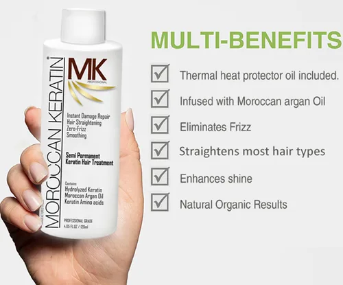 Miniatura 4 de Tratamiento capilar de queratina brasileña Moroccan Keratin, set de 4 de 4 fl oz, fórmula profesional para salones