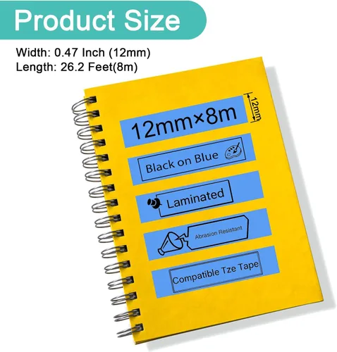 Miniatura 4 de NineLeaf Paquete de 6 cintas de etiquetas compatibles con Brother TZ TZe TZe-531 TZe531 TZ-531 TZ531 0.472 in 1/2 pulgadas, negro sobre azul