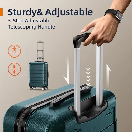 Miniatura 6 de SHOWKOO Sets de equipaje maleta ampliable con doble ruedas bloqueo TSA 3pcs Verde Armada ArmyGreen talla única