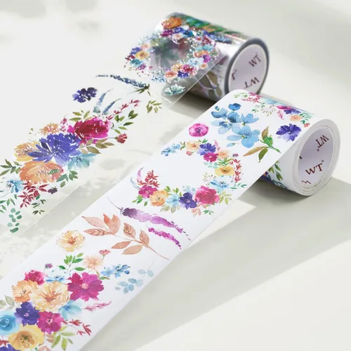 Miniatura 2 de WT Pretty Florals - Cinta ancha de PET, rollo individual, diseños originales, cinta decorativa floral, cinta transparente para manualidades para WT