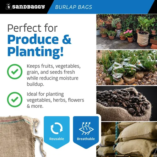 Miniatura 7 de Sandbaggy Bolsas de arena de arpillera - Tamaño: 14" x 26" - Capacidad de peso de 50 lb - Para inundaciones, barrera de agua de inundación, tienda