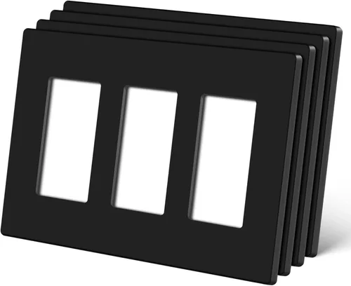 Miniatura 20 de CML - Placa de pared decorativa sin tornillos de 3 segmentos, paquete de 2 cubiertas para interruptores de luz, cubierta de receptáculo de toma