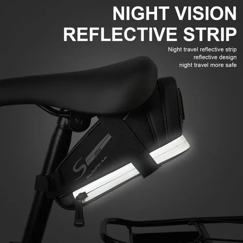 Miniatura 7 de Sunpeak Bolsa de asiento de bicicleta, bolsa de sillín de bicicleta debajo del asiento, bolsa de herramientas reflectante resistente al agua