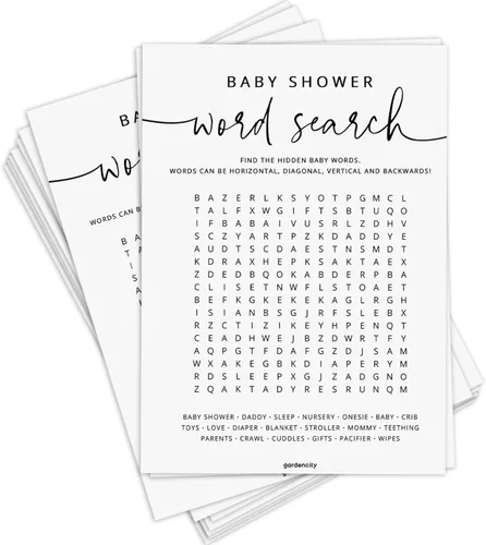 Miniatura 9 de GardenCity Juego de bingo para baby shower, 50 tarjetas prellenadas únicas, juegos de baby shower para niño o niña, minimalista