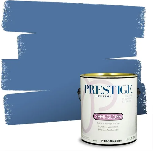 Miniatura 256 de Prestige Paints. - Base y pintura para exteriores en un solo galón, 1 galón. plano, comparable con Sherwin Williams Topsail. SW6799-PCM
