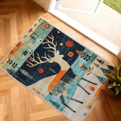 Miniatura 13 de Alfombra de entrada lavable de 2 x 3 pulgadas, alfombra pequeña para entrada, cocina, baño, antideslizante, estampado floral, alfombra de entrada