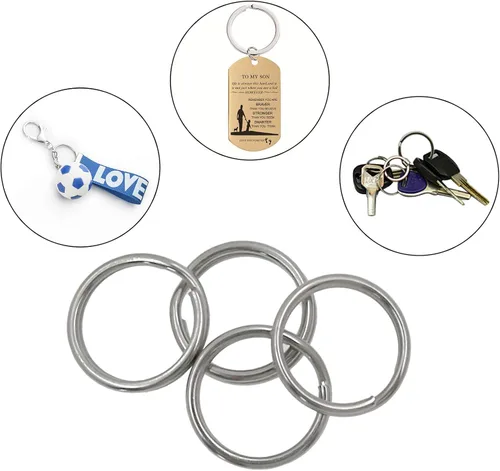 Miniatura 5 de BokWin 60 llaveros pequeños, anillos divididos de acero inoxidable, mini anillo de salto dividido con bucles dobles, llaveros redondos, anillos