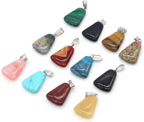 Miniatura 4 de 10 colgantes de piedra natural con forma trapezoidal azul turquesa chakra semi-preciosa para hacer joyas