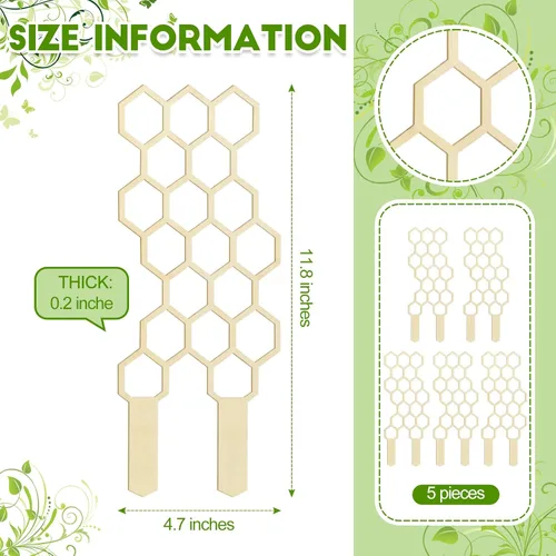 Miniatura 2 de Nuenen Paquete de 5 enrejados de plantas de interior para plantas trepadoras de 11.8 pulgadas, pequeño enrejado de madera de jardín para plantas