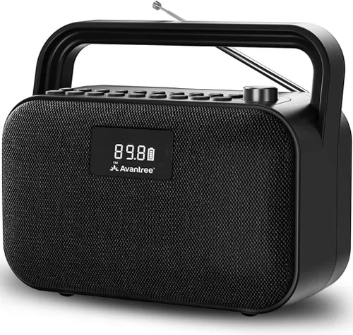 Avantree PowerByte - Radio FM portátil con potentes altavoces estéreo Bluetooth de 30 W y reproductor de tarjetas SD, tiempo de reproducción