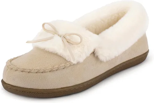 Miniatura 7 de RockDove Pantuflas tipo mocasín de microgamuza con forro de piel sintética para mujer