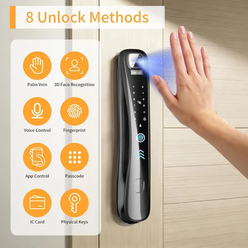 Miniatura 4 de EIYSIE Cerradura inteligente con cámara y timbre de video, cerradura de puerta de entrada sin llave 8 en 1 con teclado, cerrojo inteligente
