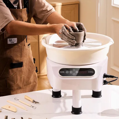 Miniatura 8 de VEVOR Rueda de cerámica de 11 pulgadas para adultos, máquina formadora de 450 W con motor de accionamiento directo y pantalla táctil LCD, pedal