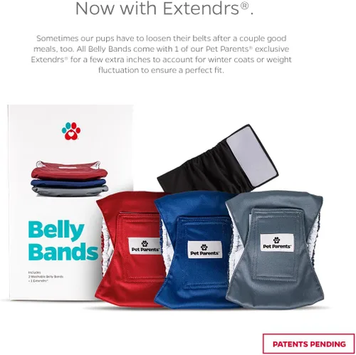 Miniatura 2 de Pet Parents® Bandas para el vientre lavables para perros machos (paquete de 3) + Extendrs® de pañales duraderos para perros machos, pañales prémium