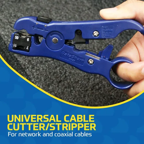 Miniatura 2 de DataShark 70029 Cortador-Pelador Universal para Cable TV/UTP Plano o Redondo Cat5 Cat5e Cat6 RG6 Quad RG59 RG7 RG11 (Grado Profesional)