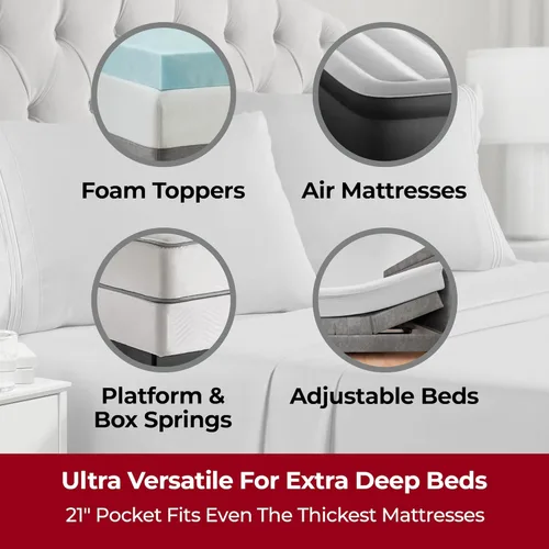 Miniatura 2 de Mellanni Sábanas extra profundas tamaño King – Ropa de cama de 5 piezas de la colección Iconic Collection – Lujosas y ultrasuaves – Sábanas 1364