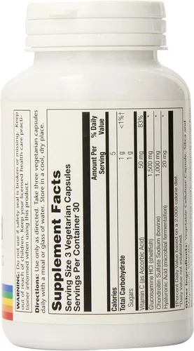 Miniatura 4 de SOLARAY Glucosamina Condroitina y Ácido Hialurónico, 1500mg/1000mg/20mg 90 Cápsulas
