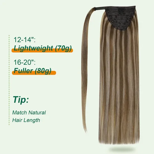 Miniatura 5 de Easyouth Extensión de cola de caballo de cabello humano marrón ombré, extensión de colas de caballo, extensiones de cola de caballo de color marrón
