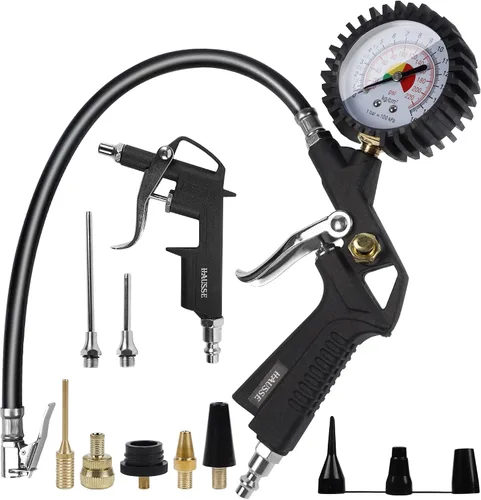 Hausse Kit de accesorios para compresor de aire de servicio pesado, pistola sopladora de aire y accesorios de manguera de aire, kit de herramientas