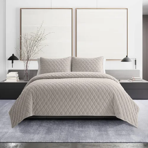 Vera Wang - Juego de edredón tamaño Queen, juego de ropa de cama súper suave con fundas a juego, elementos esenciales modernos para la habitación
