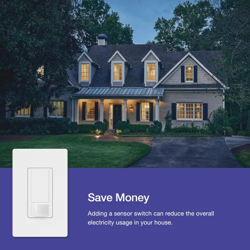 Miniatura 10 de Lutron Maestro Interruptor de luz con sensor de movimiento y placa de pared para baño, garaje, lavandería, cualquier bombilla, sensor de ocupación