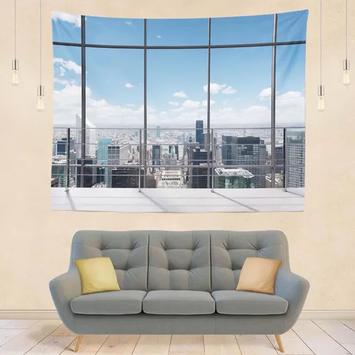 Miniatura 4 de Fondo de tela de 5 x 3 pies, para ventana de oficina, decoración moderna de casa, ventana, fondo de foto, tapiz para zoom, reuniones
