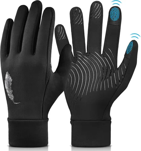 Guantes deportivos de invierno cálidos para correr, para clima frío, guantes térmicos para pantalla táctil, guantes antideslizantes de forro polar