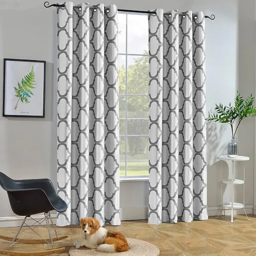Miniatura 36 de Melodieux - Cortina opaca con aislamiento térmico y ojales, de estilo marroquí, 100 x 84 pulgadas, color gris (1 panel)