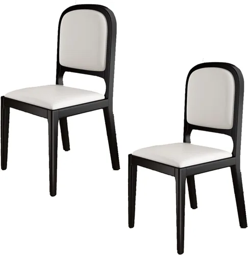 Miniatura 10 de Leather Seat Dining Room Chair with Back, Wooden Dining Chairs Set Kitchen Chair, Dining Room Chairs Armless Seat for Kitchen Living Room Black+khaki
