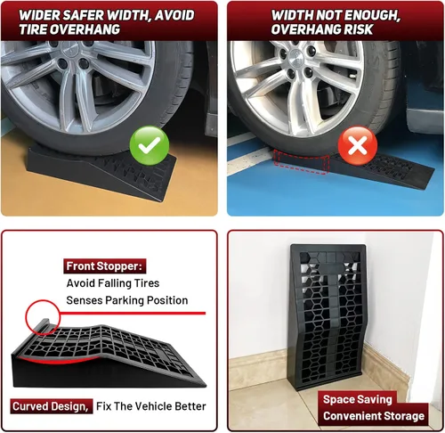 Miniatura 4 de ROBLOCK Rampas de coche para elevación y mantenimiento de vehículos, rampas portátiles de bajo perfil para garaje, rampas de neumáticos resistentes