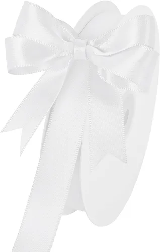Miniatura 90 de Cinta de satén blanca antigua de doble cara de 1-1/2 pulgadas x 50 yardas, cinta de poliéster para envolver regalos, día de San Valentín, bodas