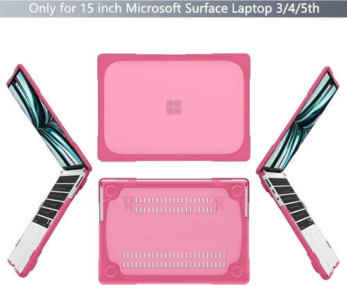 Miniatura 3 de Batianda Funda resistente para laptop Microsoft Surface 5 4/3ª pantalla táctil de 15 pulgadas con soporte plegable y cubierta de teclado, funda Rosa
