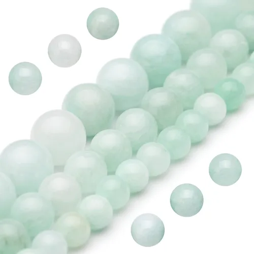 Miniatura 19 de Youngbling Cuentas de jade natural para hacer joyería, cuentas de jade verde pulido de 8 mm redondas y lisas, piedra auténtica para pulseras